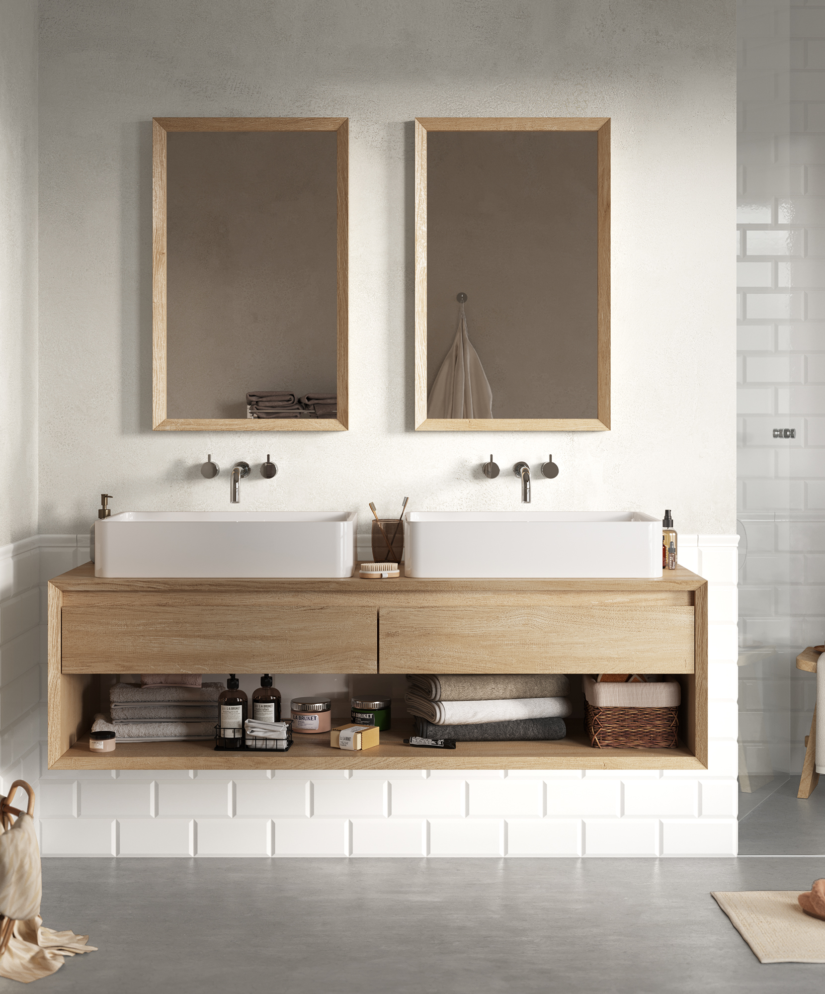 Mobile bagno Trieste rovere naturale con lavabo