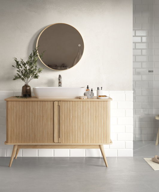 Composizione da bagno in stile scandinavo