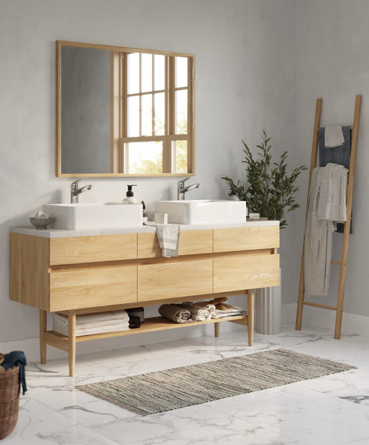 Composizione da bagno in stile scandinavo