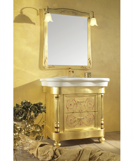Composizione da bagno in foglia oro decorata