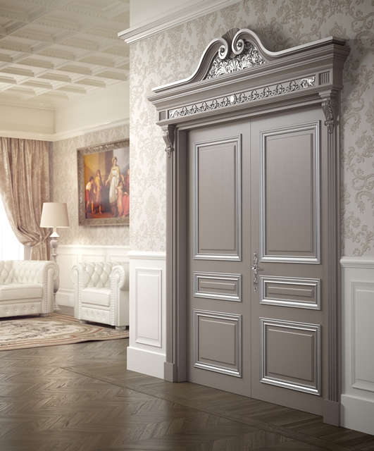 Porta laccata con cornici argento